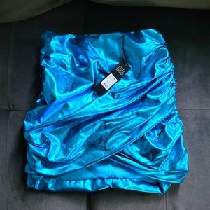 L Aqua faux leather mini skirts